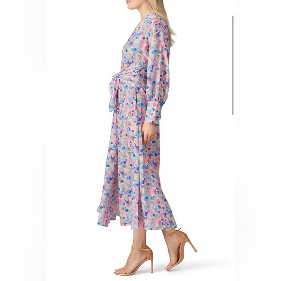 PALOMA BLUE Bronte Easter Colorful Midi Dress Boho front tie luxury women’s M - Picture 7 of 15